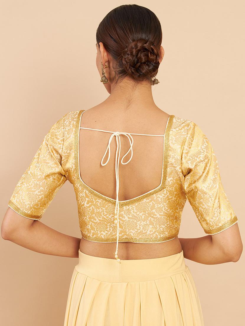 gold zari work blouse - 18929733 - Standard Image - 2