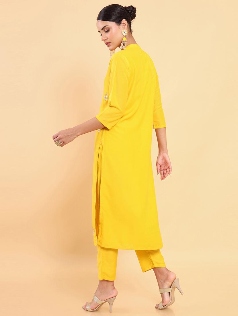 mustard solid zari work suit set - 18931746 - Standard Image - 2