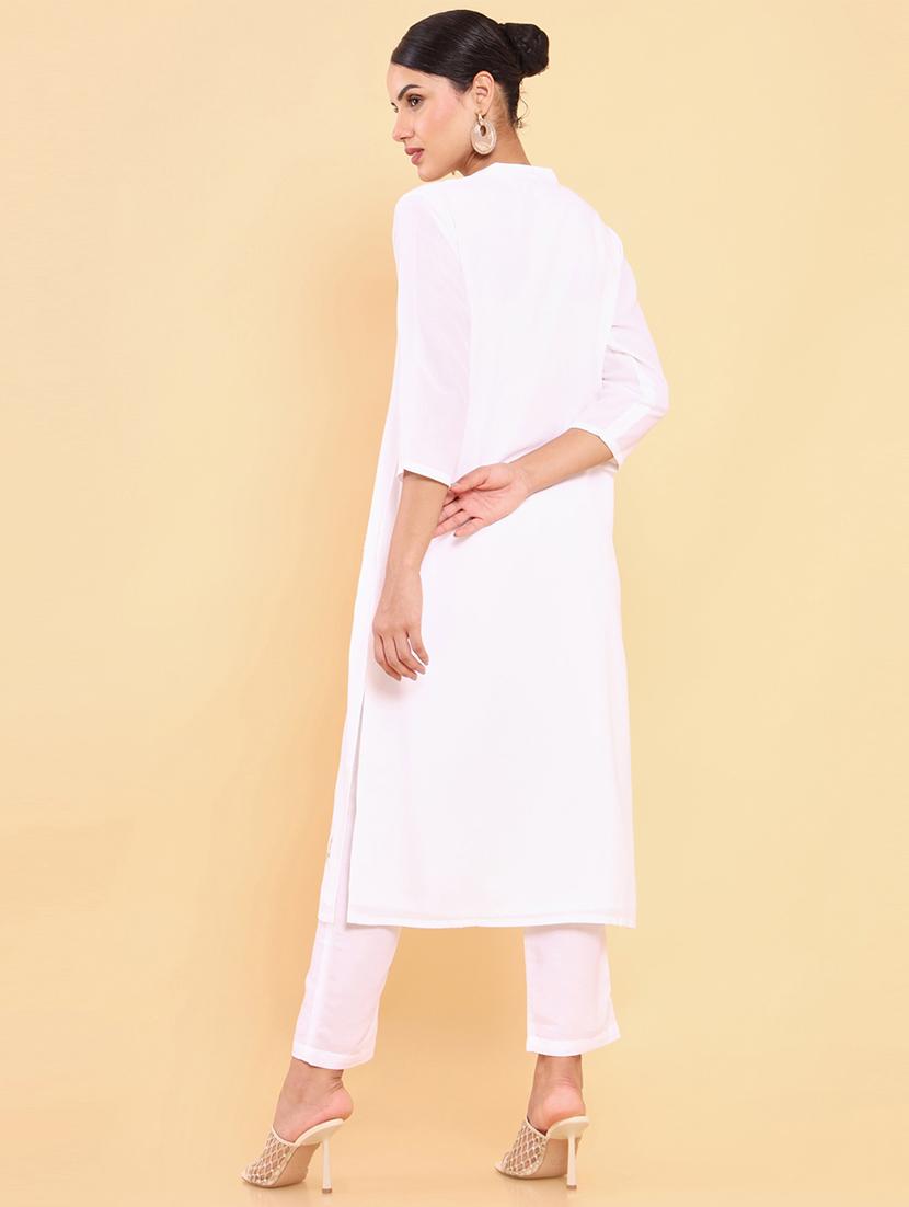 embroidered straight kurta set - 18931765 - Standard Image - 2