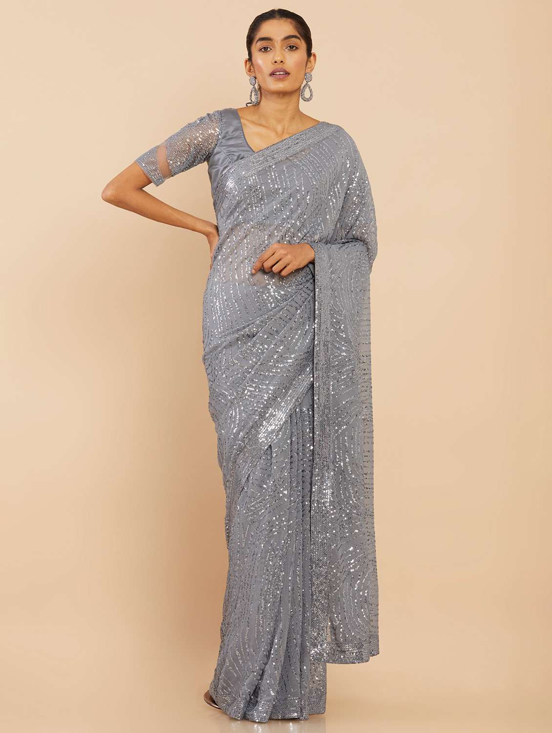 women's embellished saree with blouse
