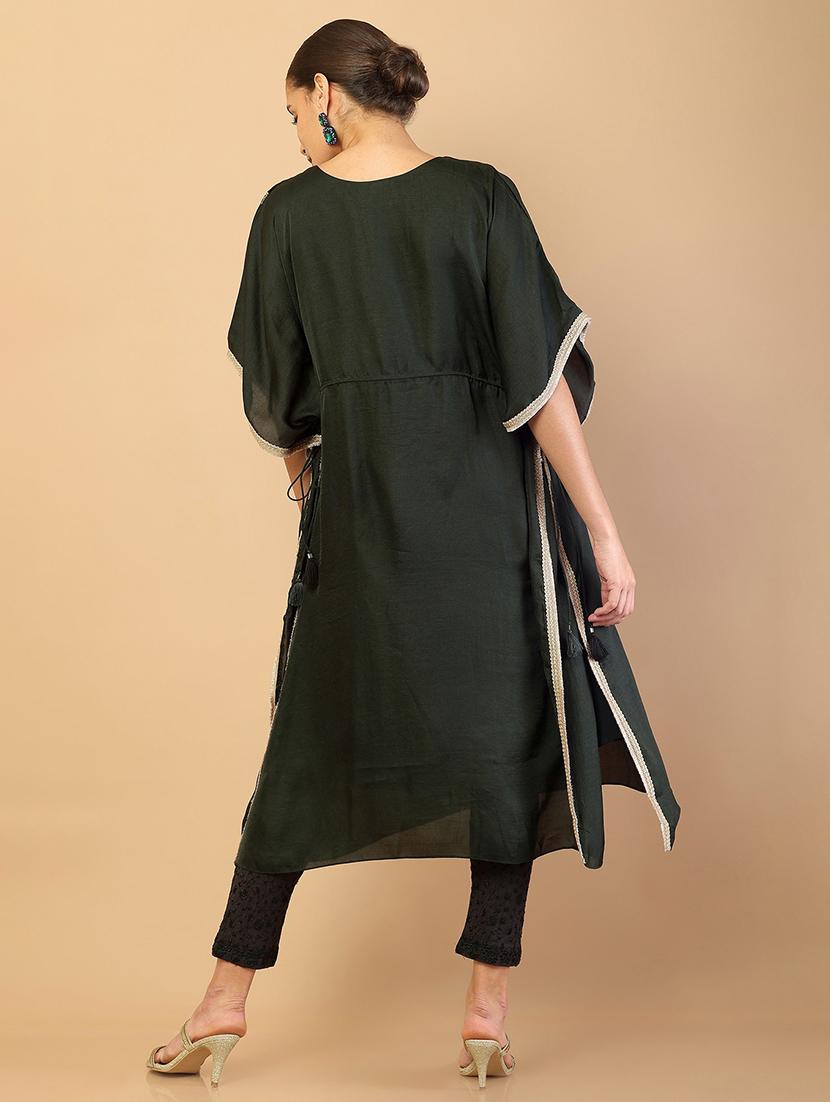 round neck black kaftan - 18935485 - Standard Image - 2