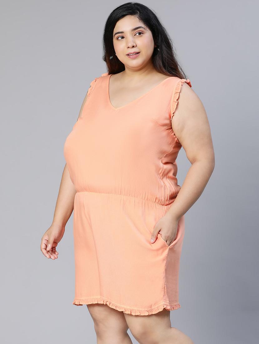 orange solid jumpsuit - 18935634 - Standard Image - 2