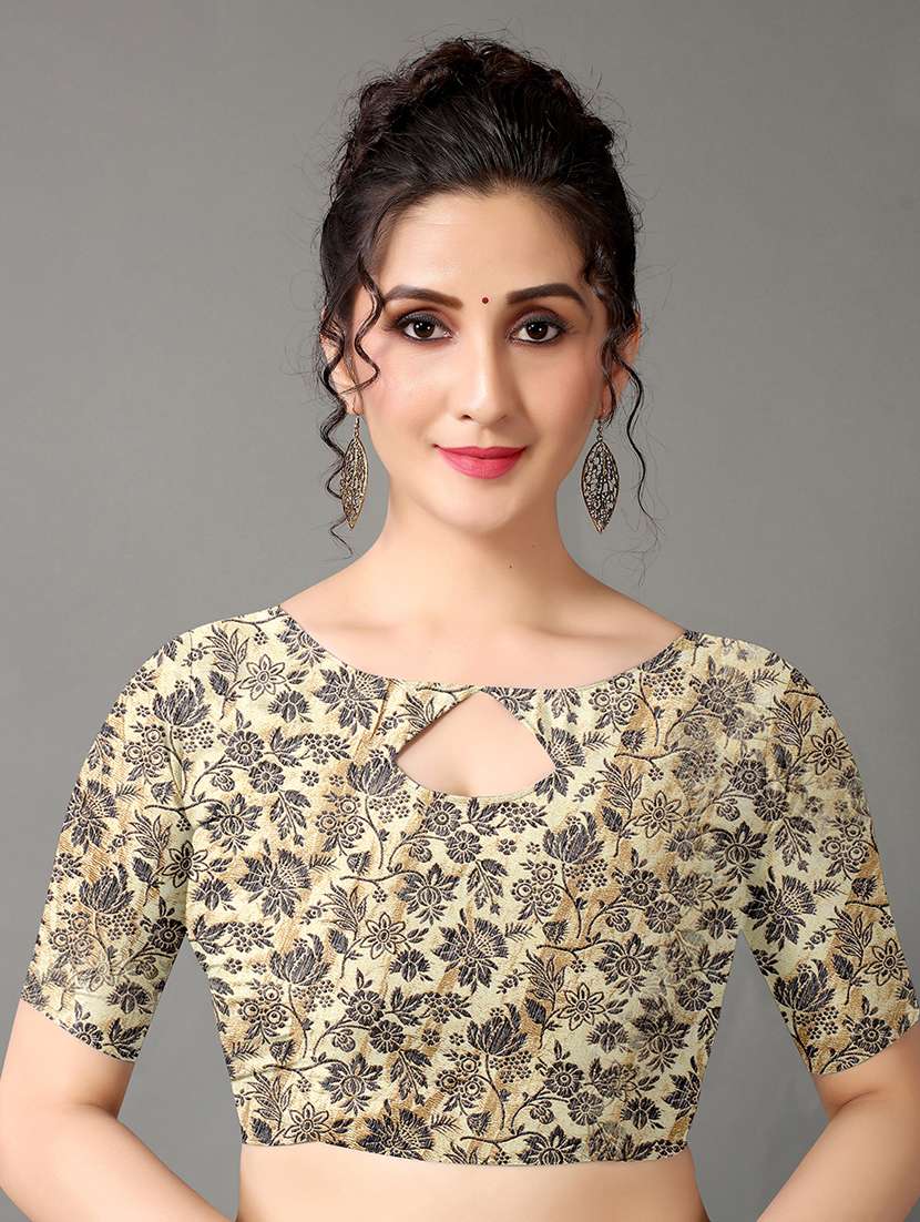 navy chiffon bordered saree with blouse - 18949155 -  Standard Image - 2