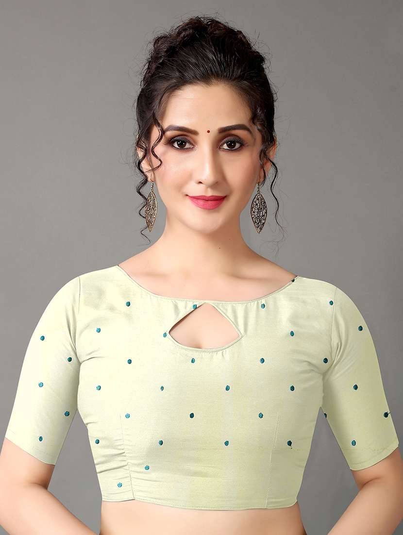 women's solid green colored saree with blouse - 18949216 - Standard Image - 2