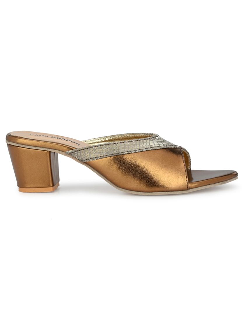 copper synthetic slip on sandals - 18949230 - Standard Image - 2