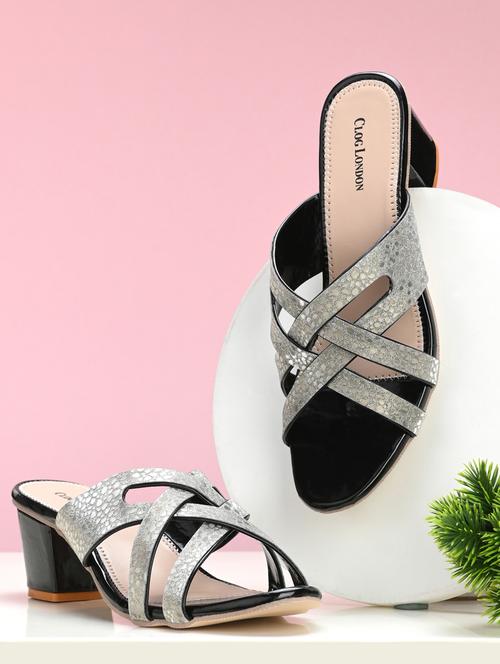 black synthetic slip on sandals - 18949237 -  Standard Image - 0
