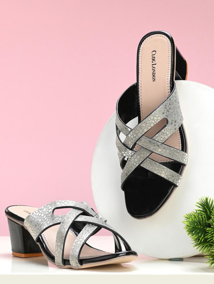 black synthetic slip on sandals - 18949237 -  Zoom Image - 0