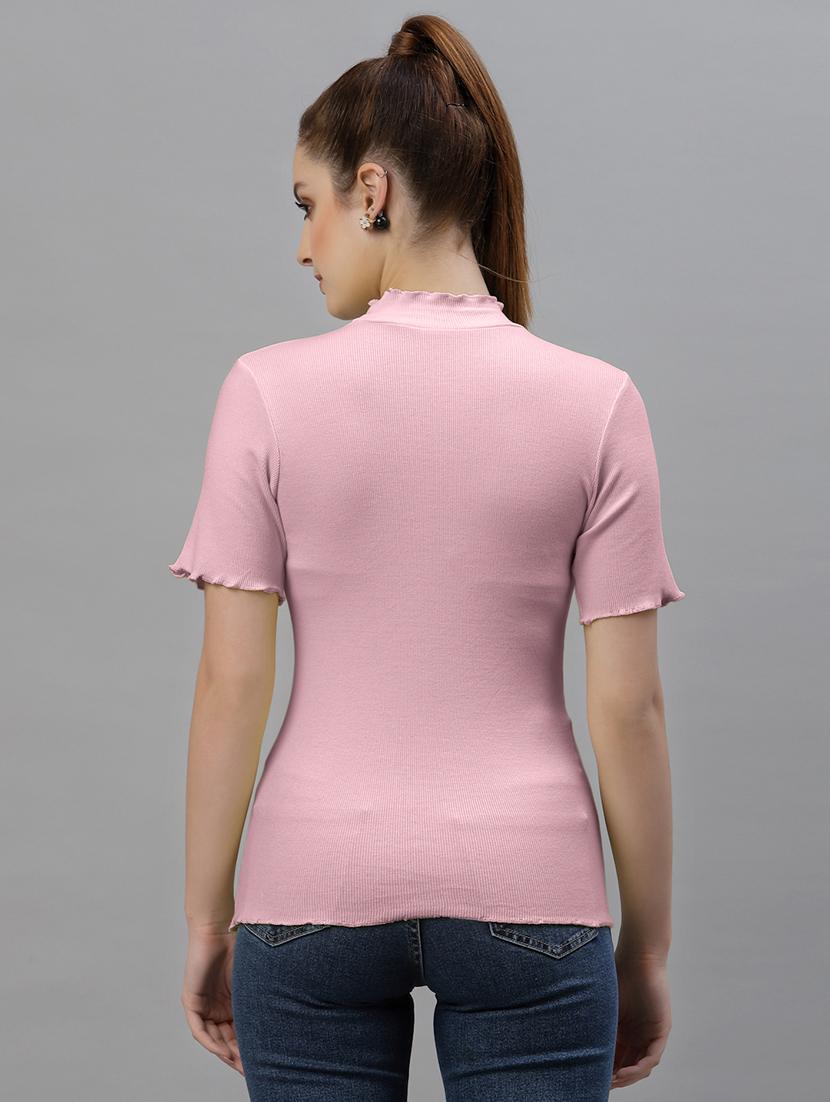 pink coloured turtle neck regular top - 18949423 - Standard Image - 2