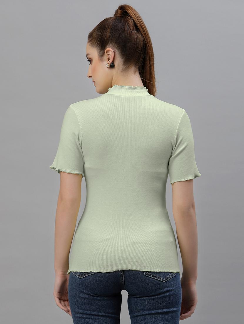 green coloured turtle neck regular top - 18949424 - Standard Image - 2