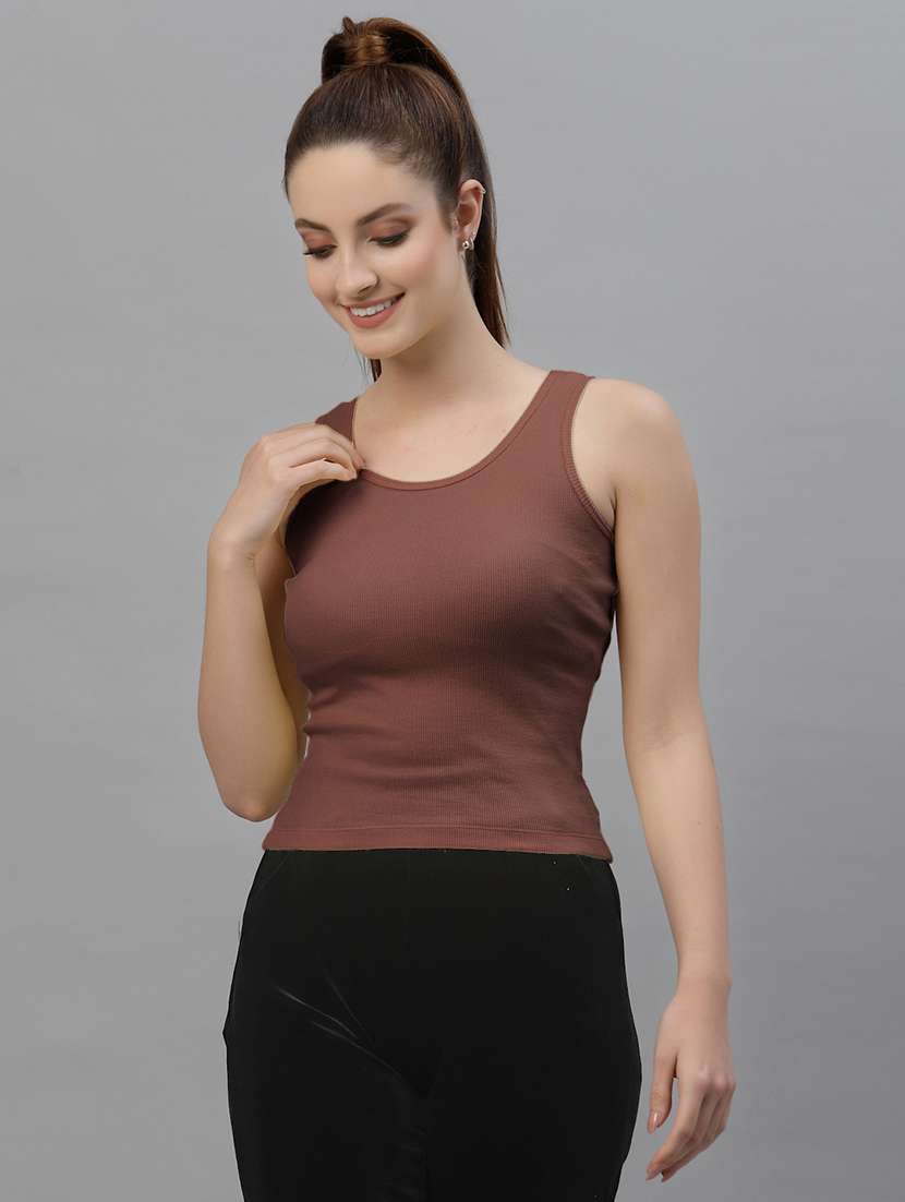 women's solid round neck top