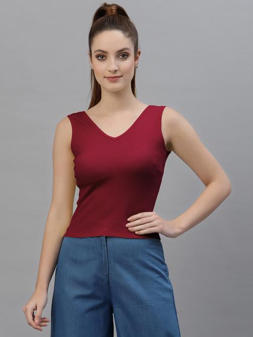 women's crop round neck top - 18949459 - Standard Image - 0