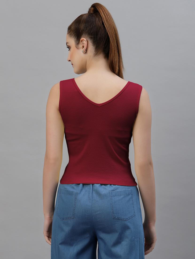 women's crop round neck top - 18949459 - Standard Image - 2