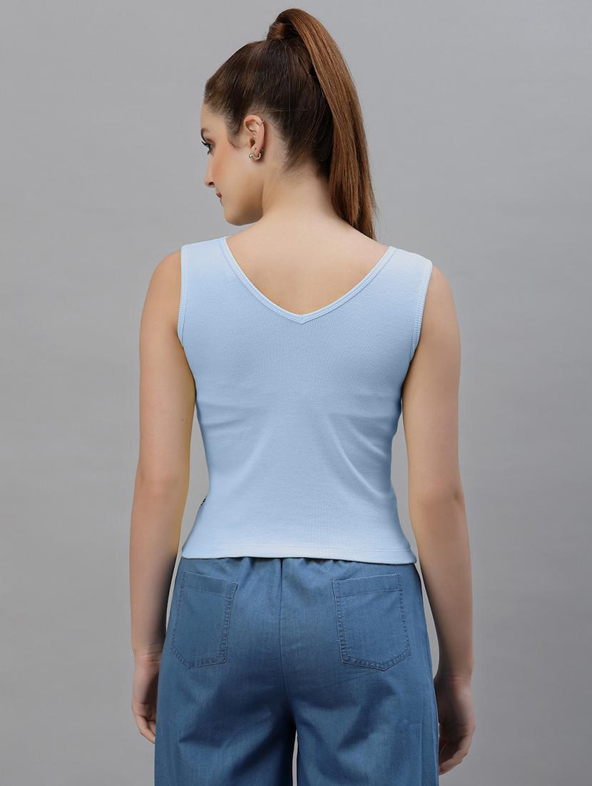 women's crop round neck top - 18949463 - Standard Image - 2
