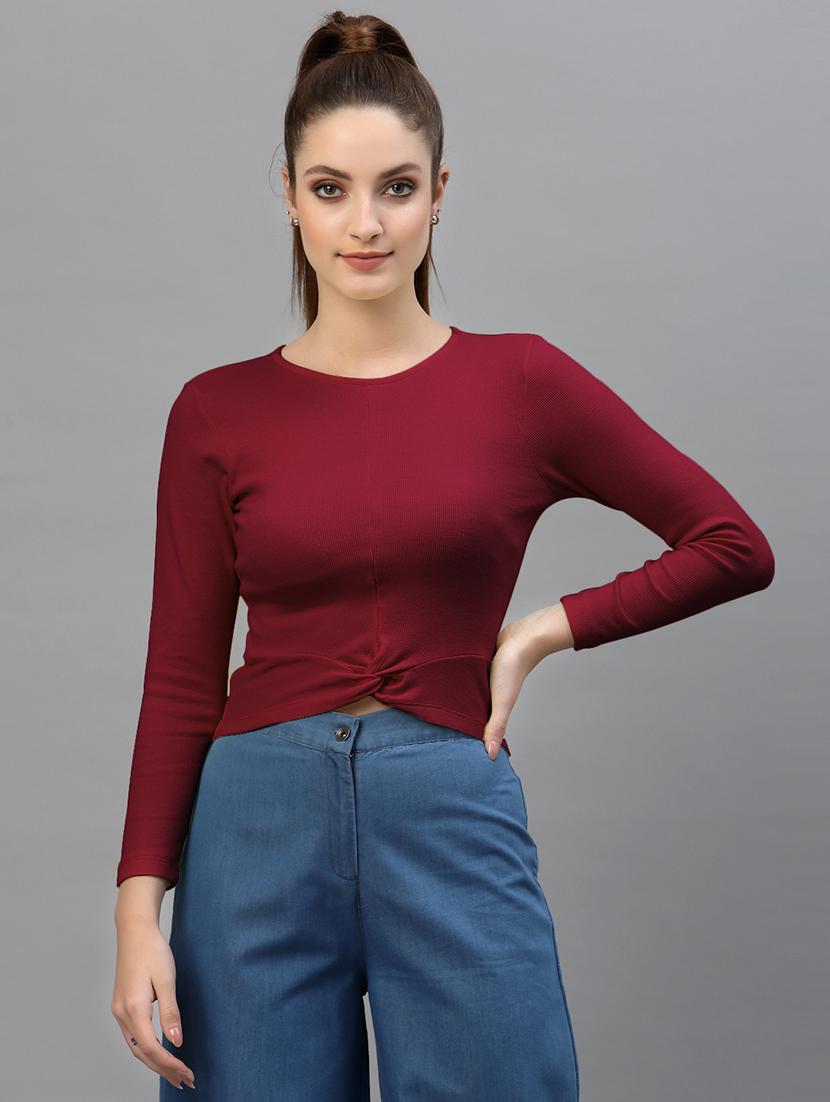 women's crop round neck top - 18949515 -  Zoom Image - 0