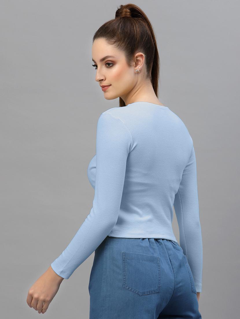 women's crop round neck top - 18949519 - Standard Image - 2