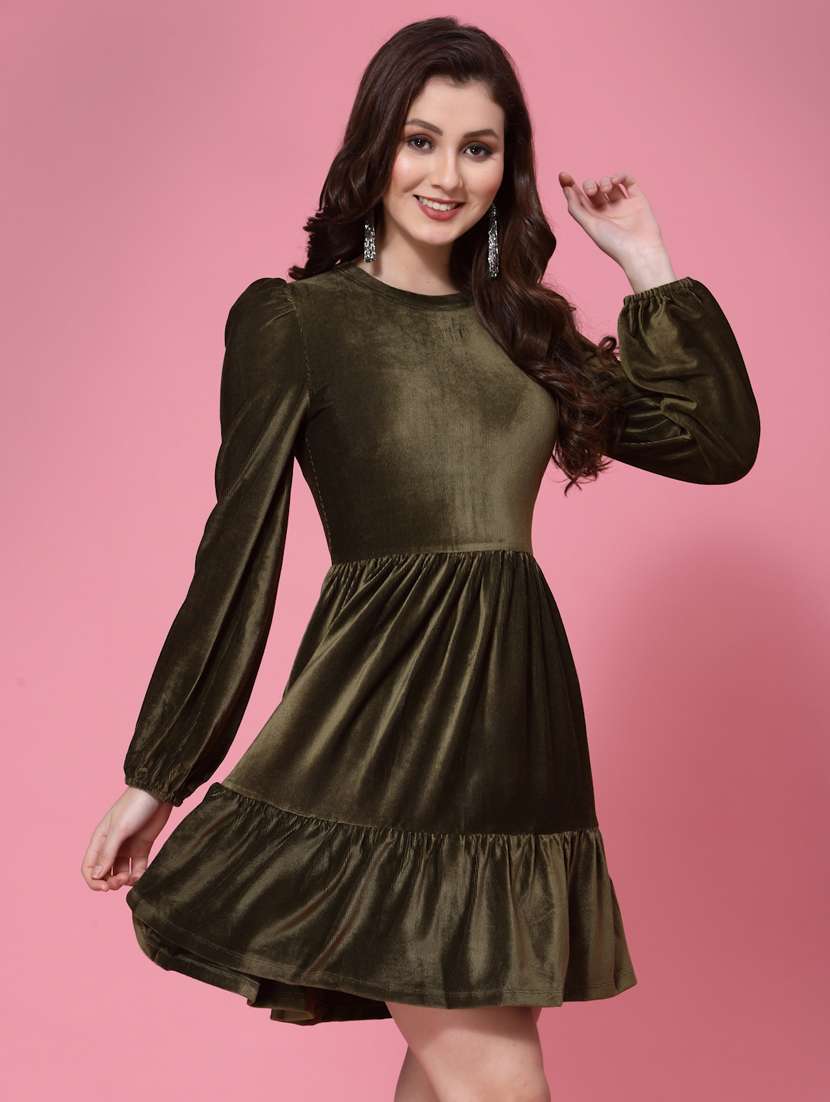 green velvet fit & flare dress