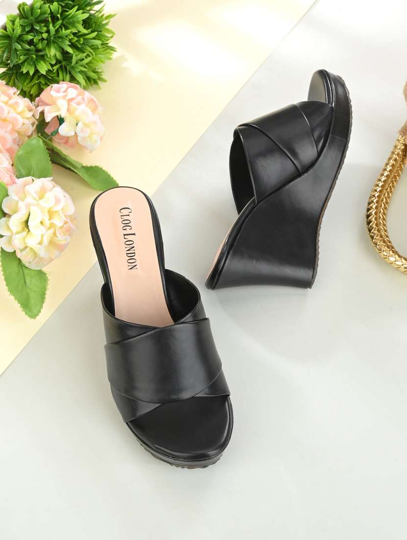women solid platform wedges