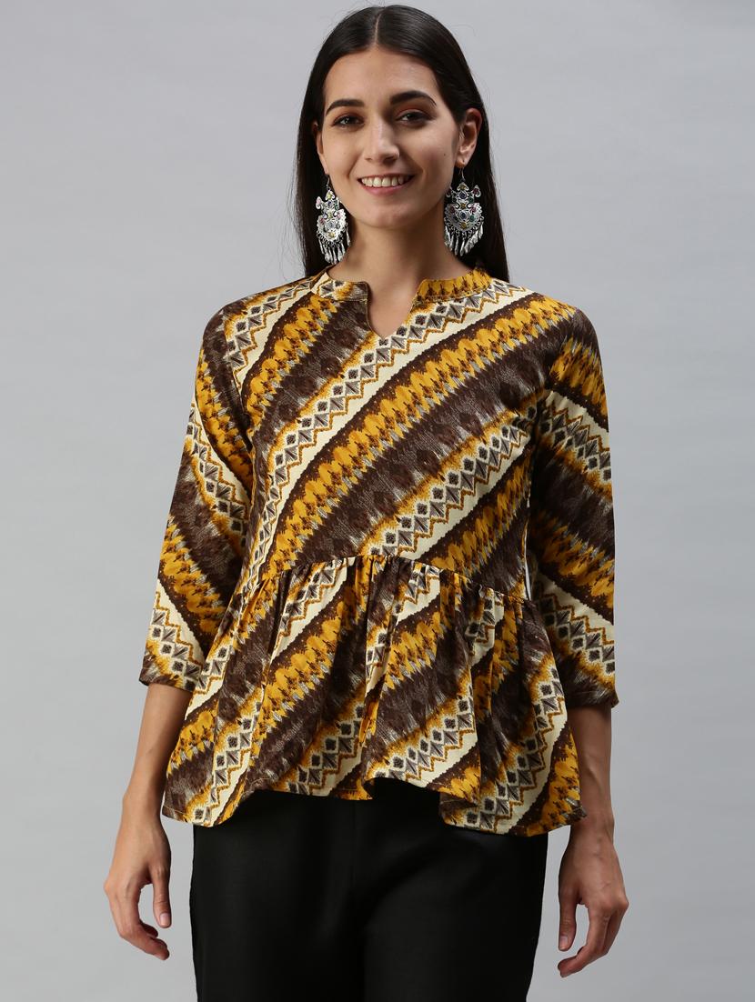 women's peplum notch neck top - 18950980 - Zoom Image - 0