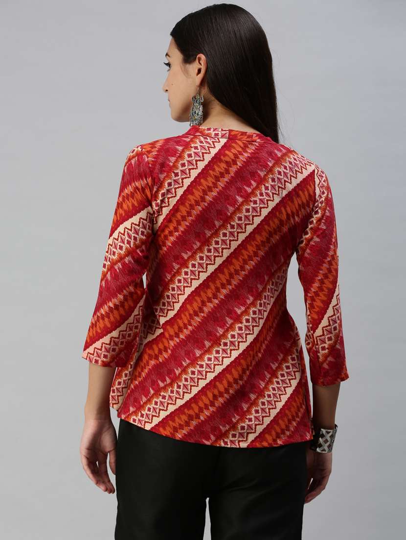 red cotton blend a line top - 18950981 - Standard Image - 2