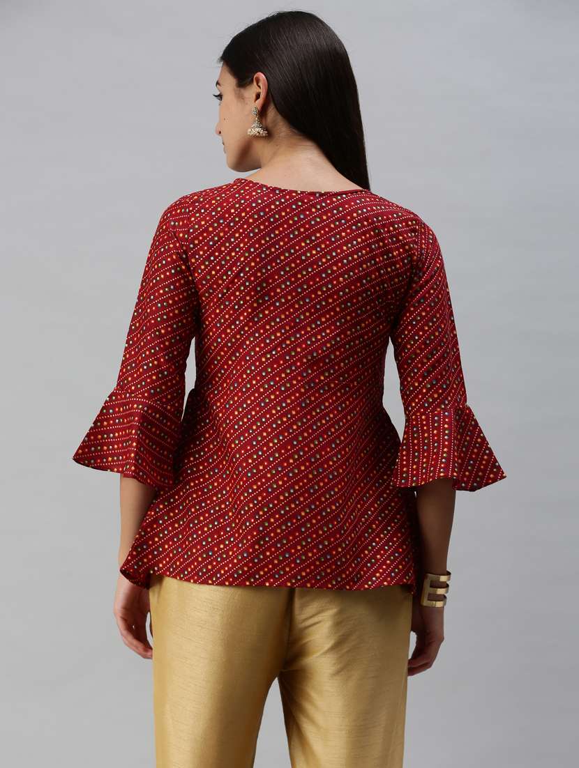 red cotton blend a line top - 18950987 -  Standard Image - 2