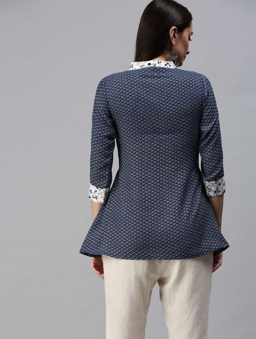 women's a line mandarin neck top - 18950989 - Standard Image - 2