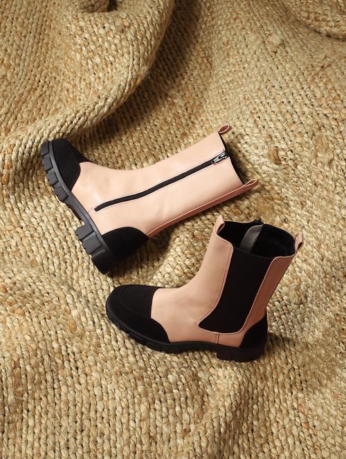 beige calf length boot - 18951004 -  Standard Image - 0