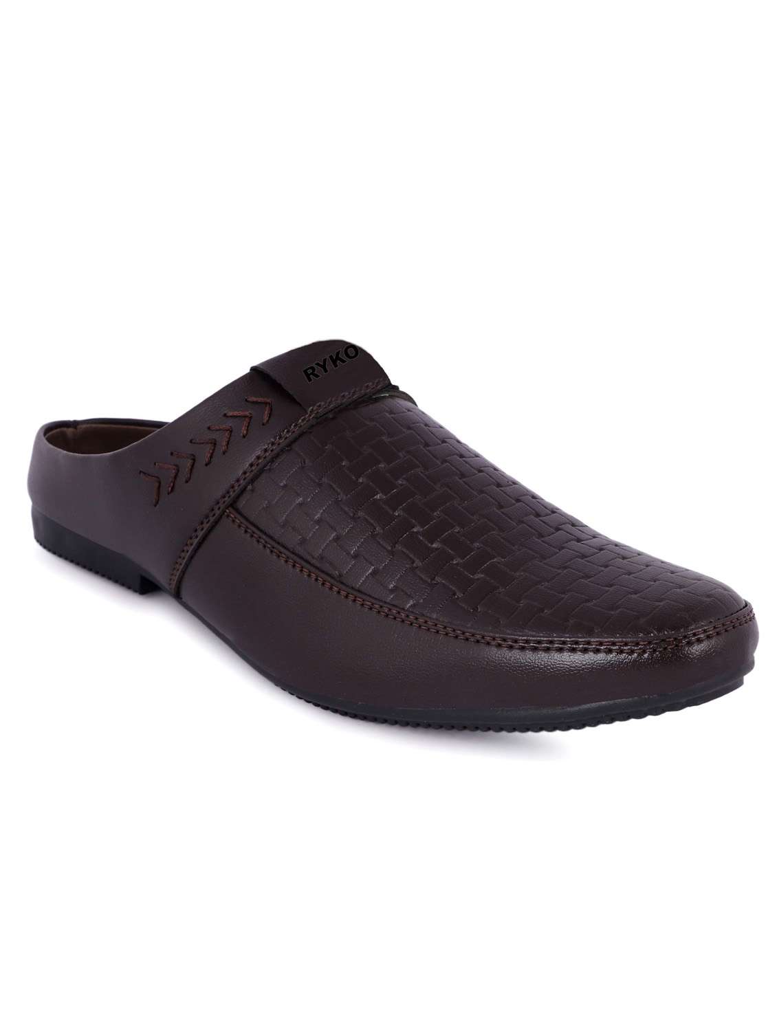 brown slip on mule