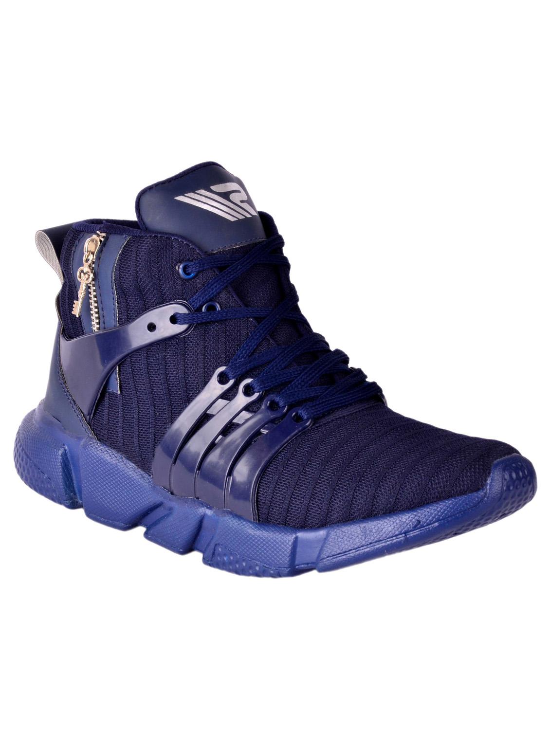 blue lace up sport shoe
