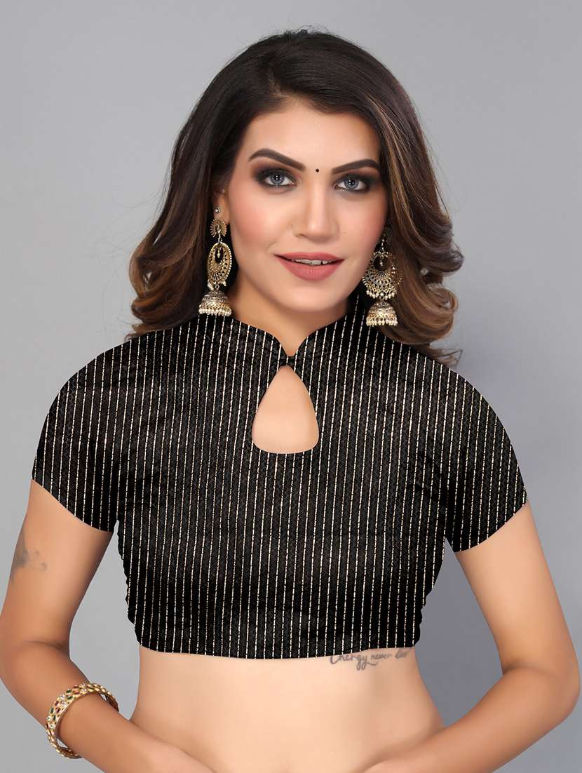 women's abstract black colored saree with blouse - 18958755 - Standard Image - 2