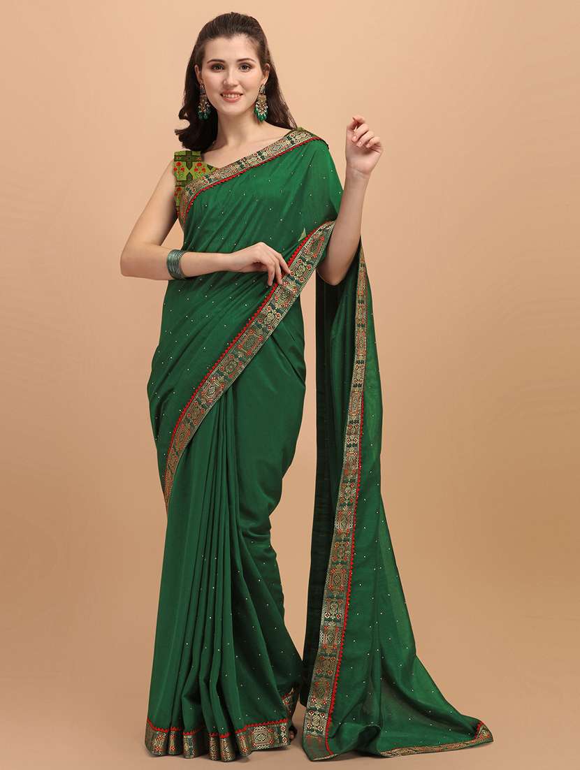 women's bordered royal blue colored saree