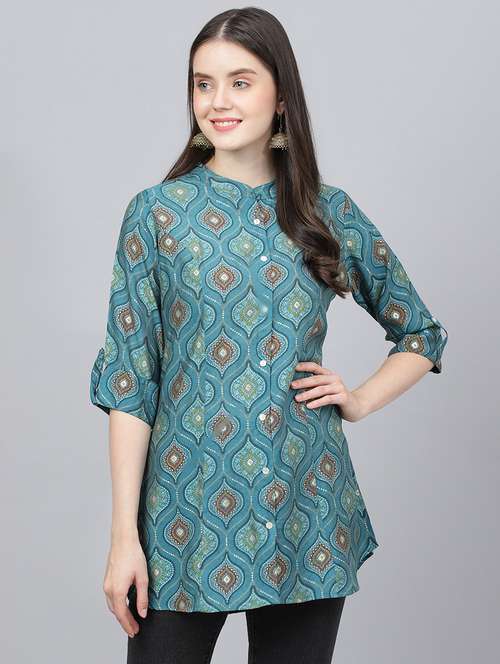 women's a line mandarin neck top - 18959471 -  Standard Image - 0