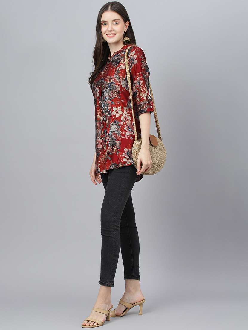 Women's A Line Mandarin Neck Top