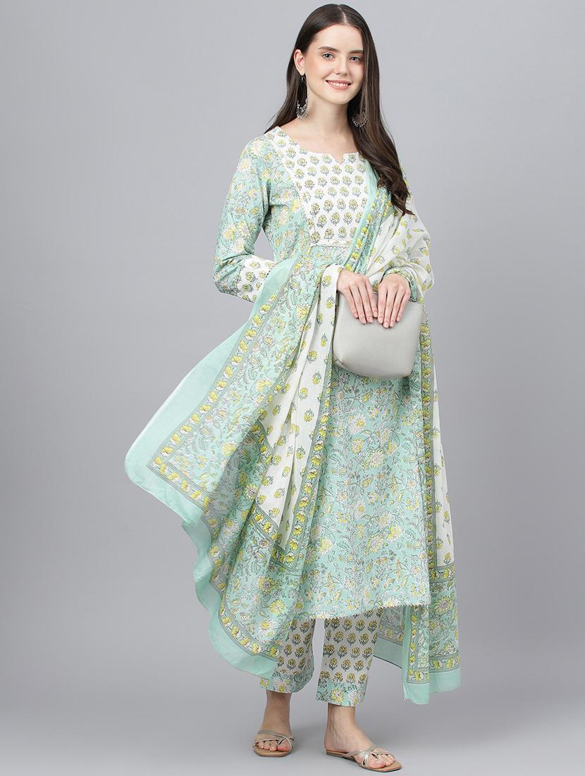 women three quarter sleeve kurta pant with dupatta set - 18961546 - Standard Image - 2
