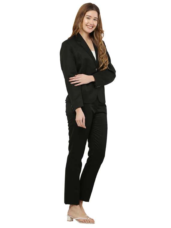 black solid blazer and trouser combo - 18962049 - Standard Image - 2