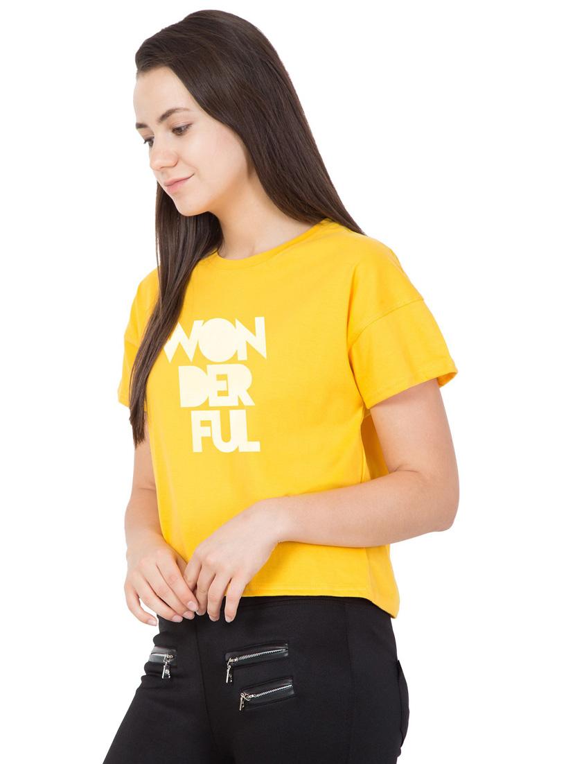yellow cotton blend crop top - 18962090 - Standard Image - 2