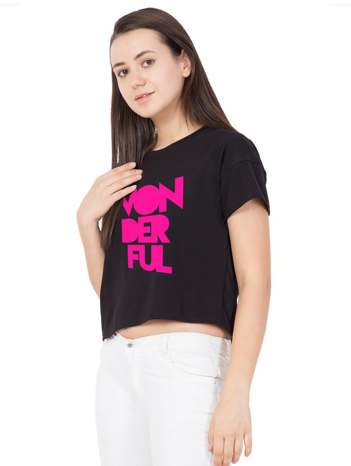 round neck printed crop tee - 18962155 - Standard Image - 2