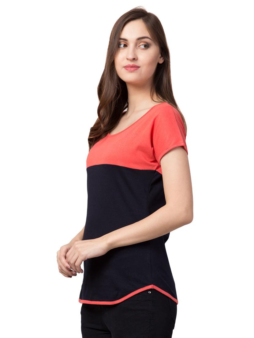 round neck color block regular tee - 18962326 - Standard Image - 2