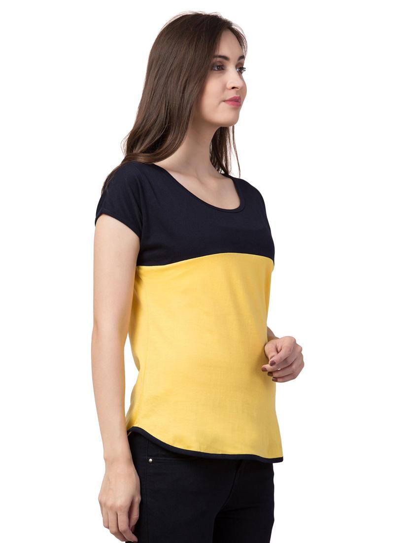 round neck color block regular tee - 18962331 - Standard Image - 2