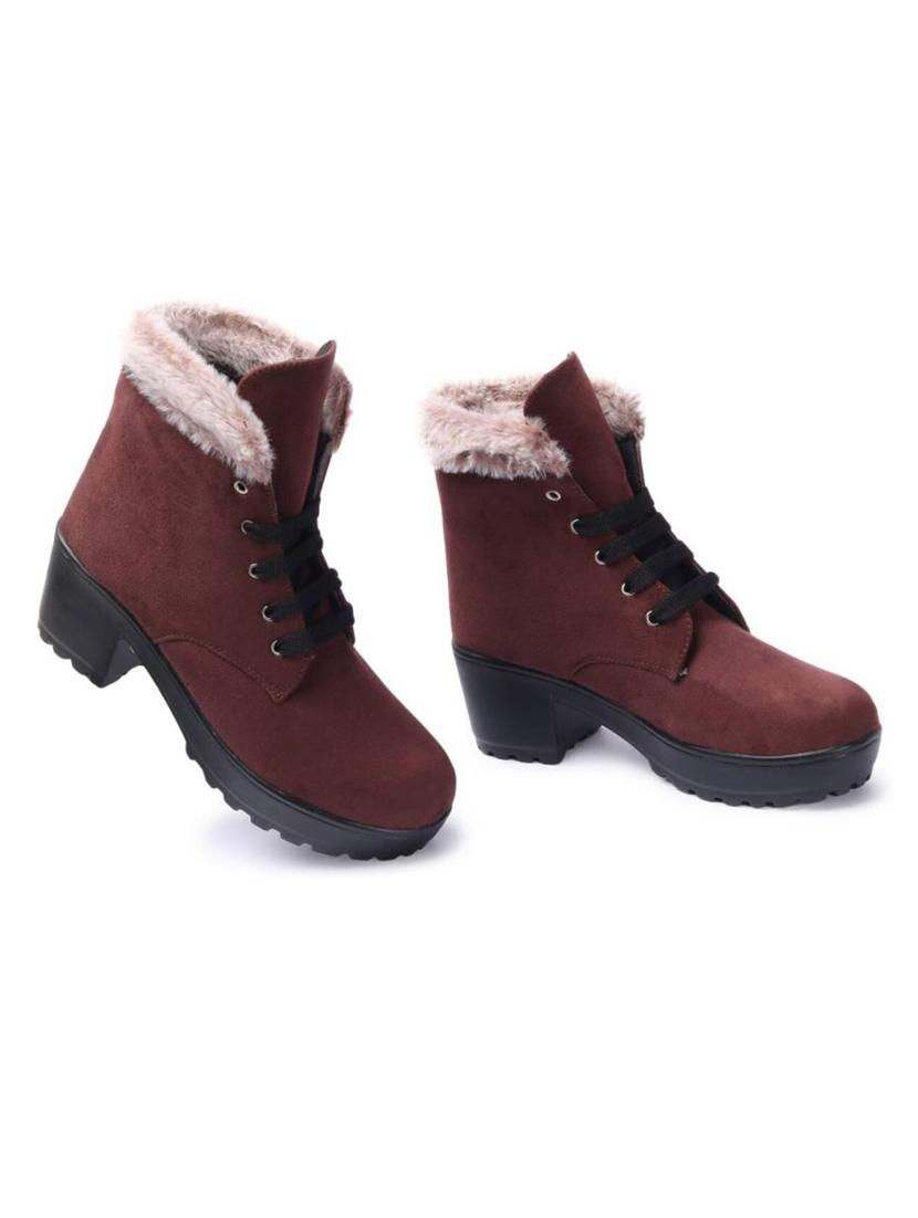 maroon suede laceup boots - 18962374 - Standard Image - 2