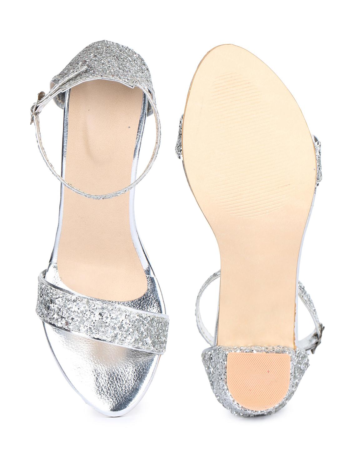 silver synthetic ankle strap sandals - 18962380 - Standard Image - 2