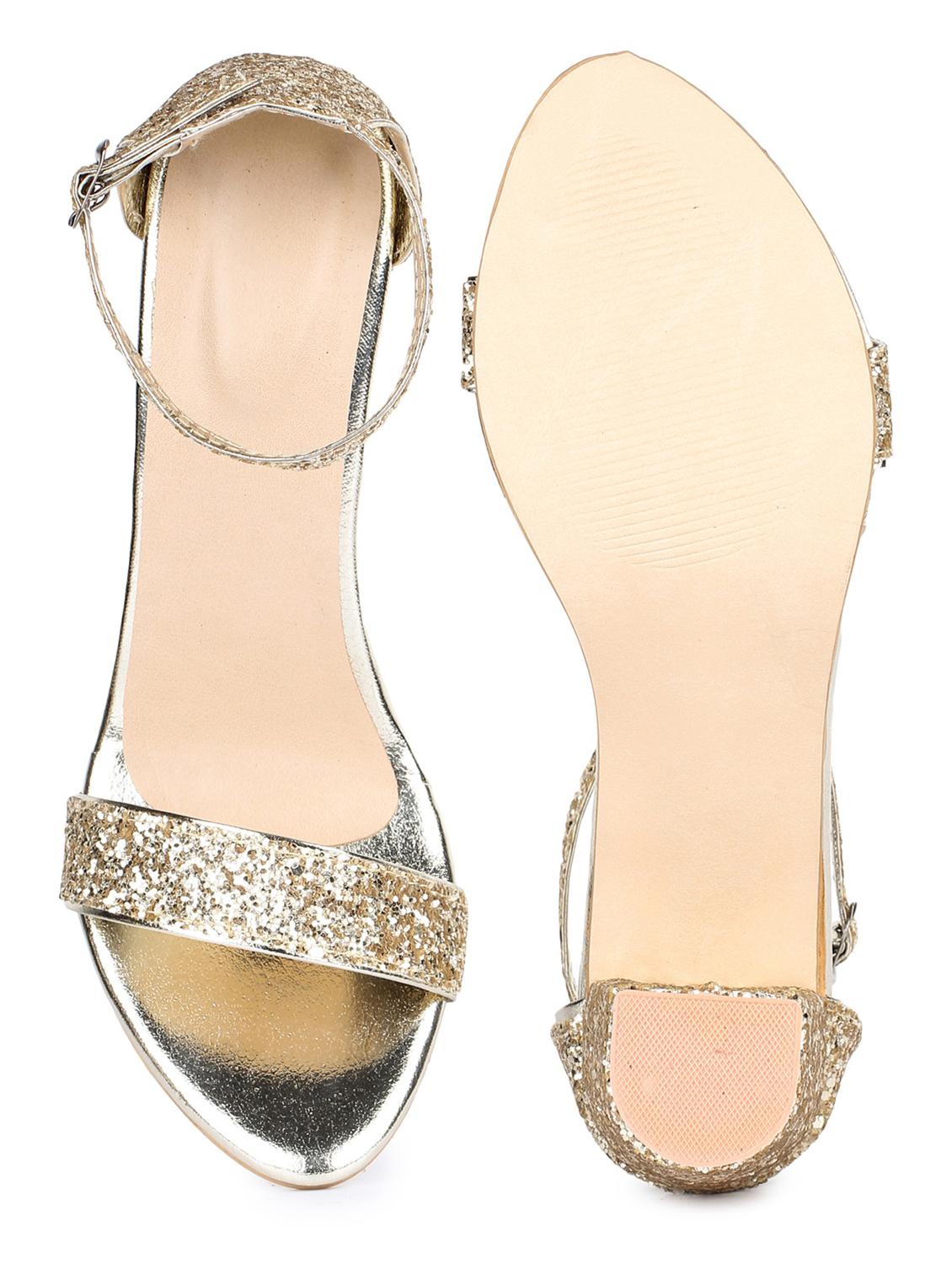 gold synthetic ankle strap sandals - 18962382 - Standard Image - 2