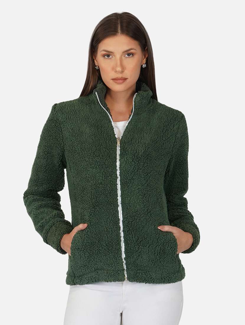 women green fleece jacket