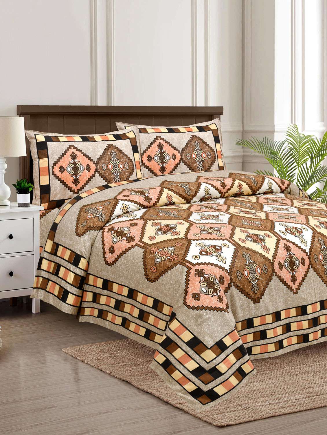 texstylers pure cotton 100 x 108 inches jaipuri print king size bedsheets with 2 pillow covers