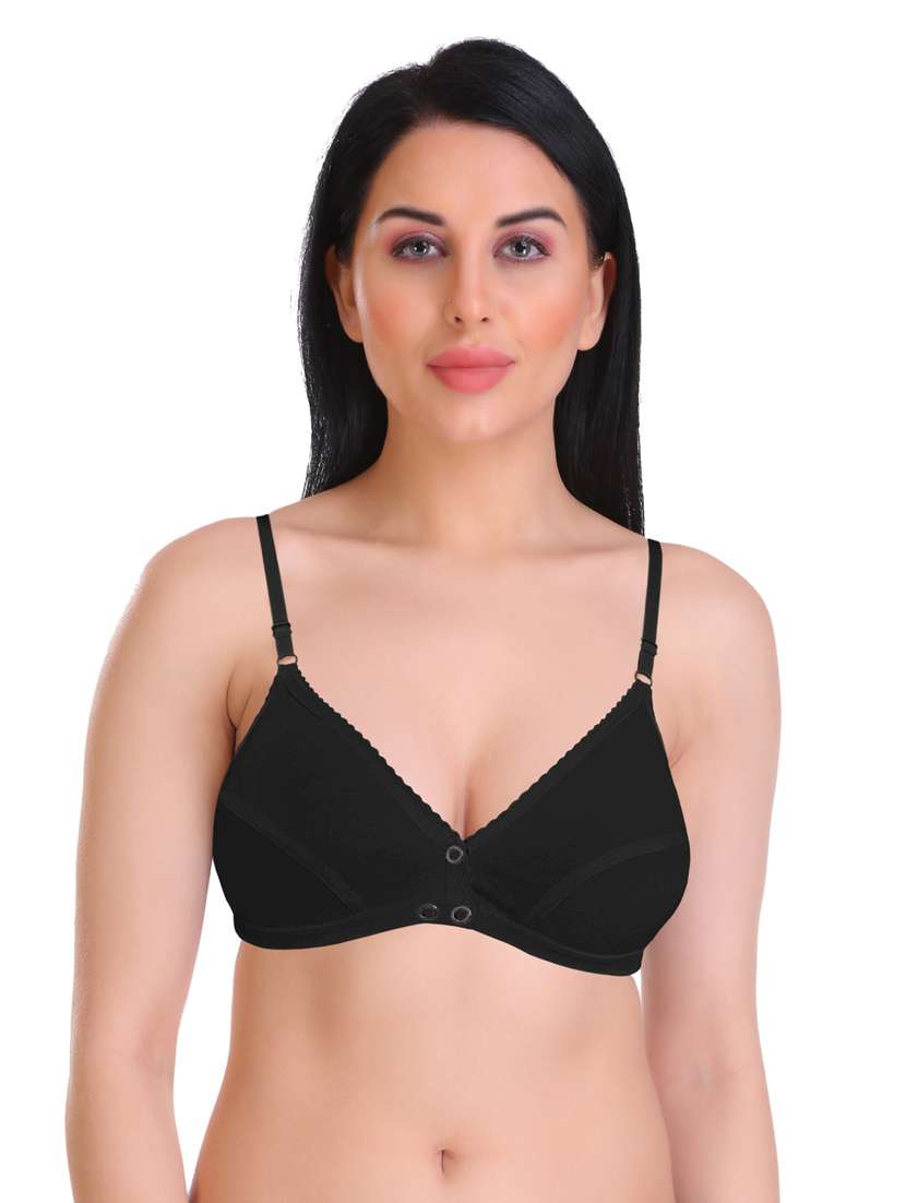 black polyamide front open bra