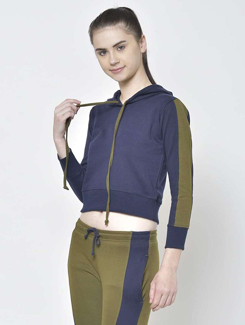 blue colorblocked cropped sweatshirt - 18969467 - Standard Image - 2