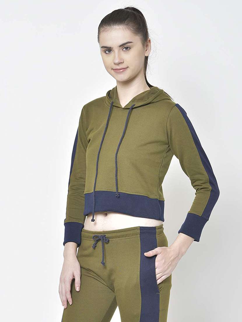 stripes cotton cropped sweatshirt - 18969469 - Standard Image - 2