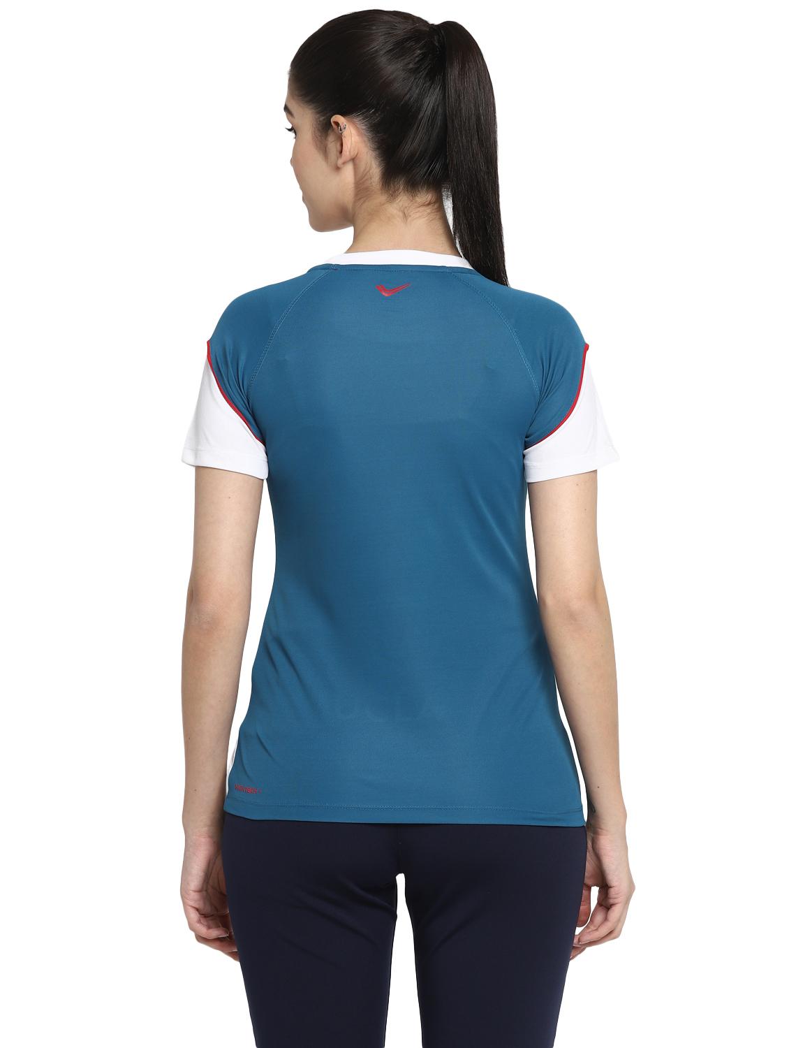 women's color block round neck t-shirt - 18971942 - Standard Image - 2