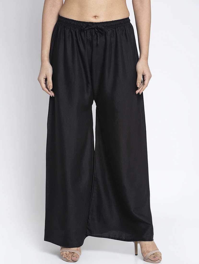 black rayon flared palazzo