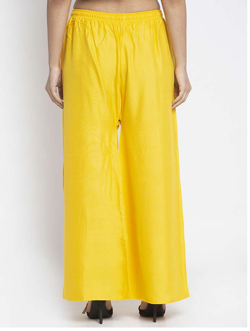 yellow rayon flared palazzo - 18984168 -  Standard Image - 2