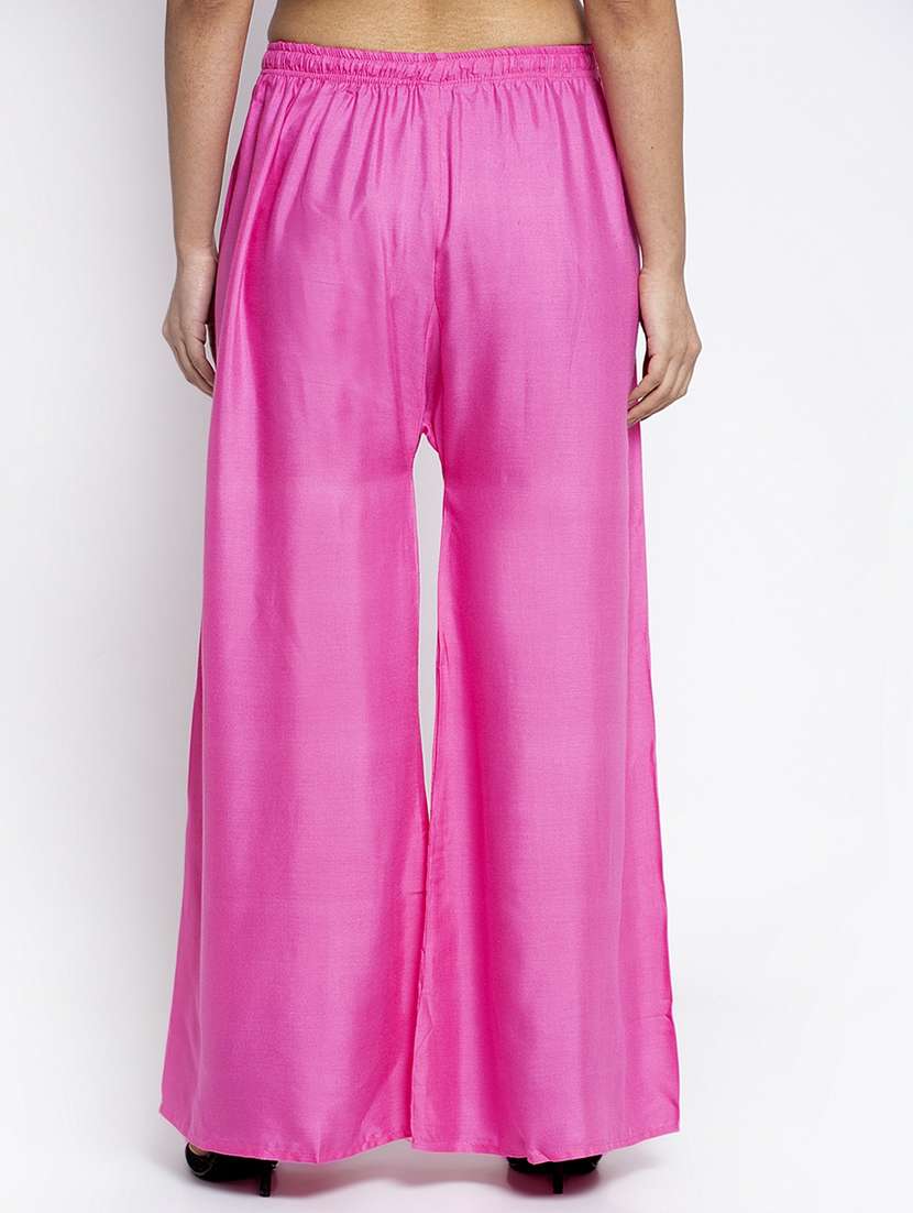 pink rayon flared palazzo - 18984172 - Standard Image - 2